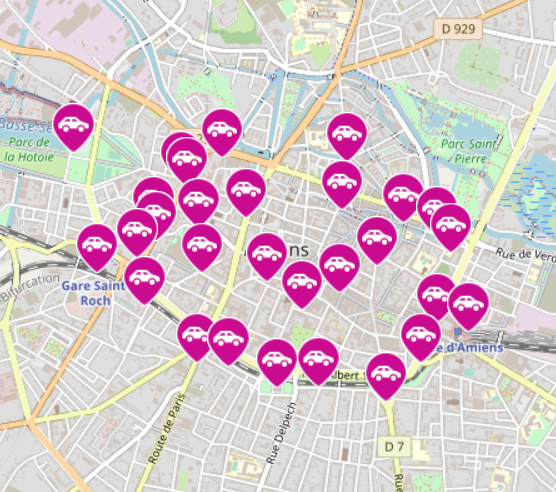 carte du stationnement à Amiens